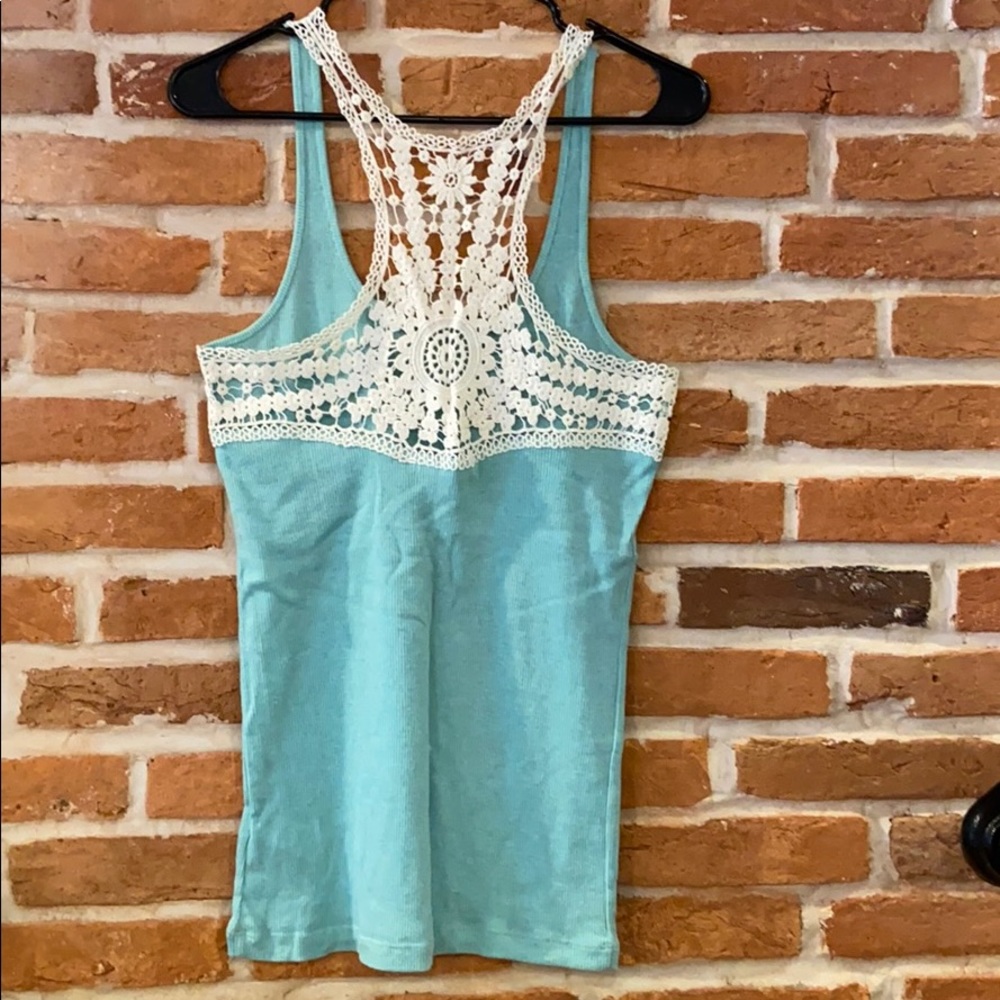 Aerie Blue & Lace Tank top, Size L